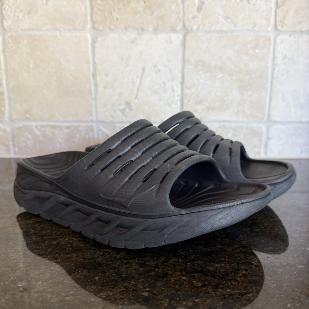 Hoka One One Ora Recovery Slides Ultra Comfort Black Sandals M 8 W 10